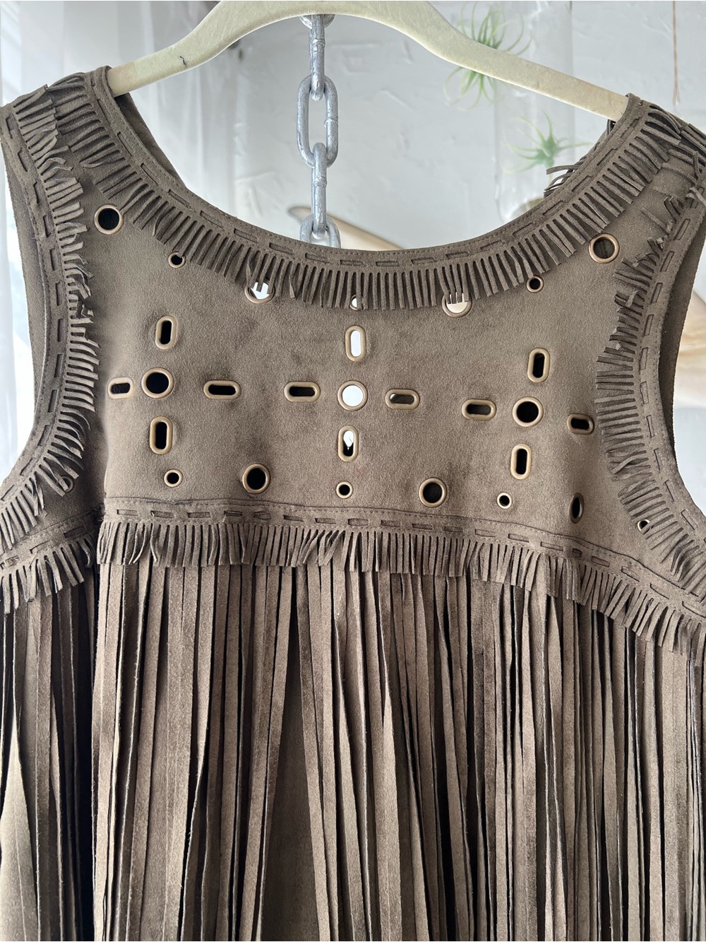 Chelsea & Violet Olive Brown Fringe Mini Dress - Picture 6 of 6
